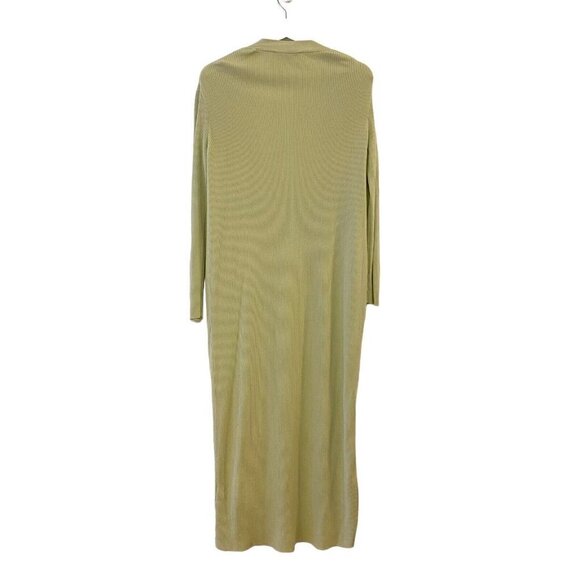 Zara Collection Long Maxi Green Ribbed Knit Stretch Cardigan Kimono Medium - Picture 4 of 7